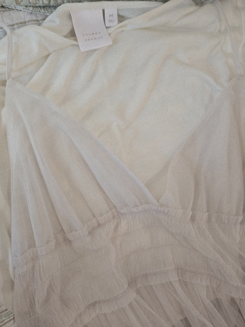 πΈ LC Lauren Conrad Sheer Cream Midi Tshirt Tulle Dress M - Picture 13 of 16